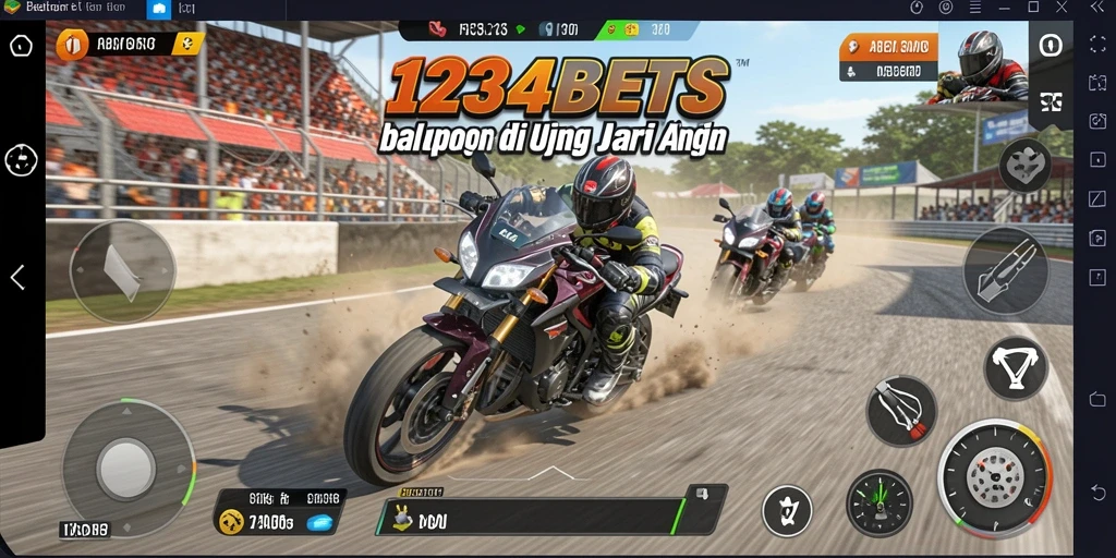Screenshot gameplay 1234BETS yang menampilkan aksi balapan motor.