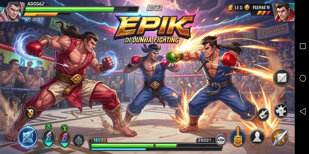 Tampilan pertarungan epik di ADG62 dengan karakter unik.