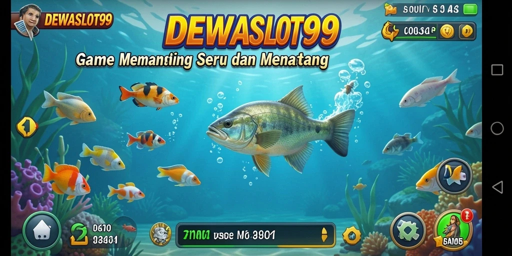 Screenshot gameplay DEWASLOT99 yang menampilkan momen seru memancing.