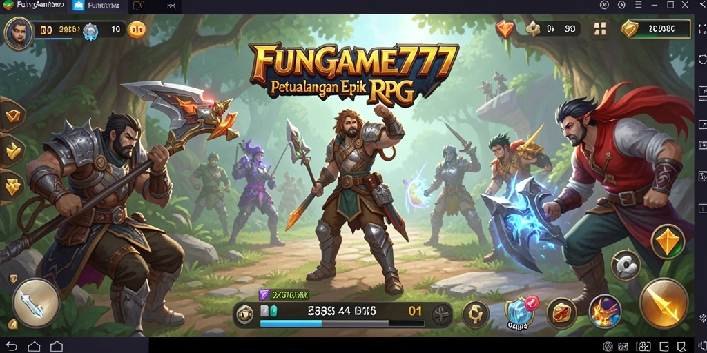 Screenshot FUNGAME777 menunjukkan pertarungan seru di dunia fantasi.
