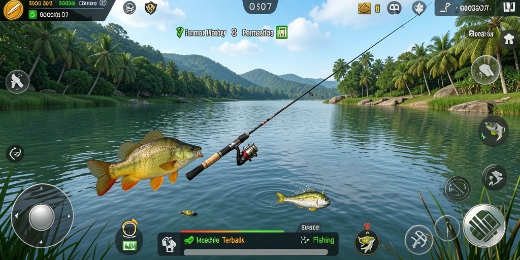 Screenshot menampilkan gameplay seru GOGO77 dengan aksi memancing yang realistis.