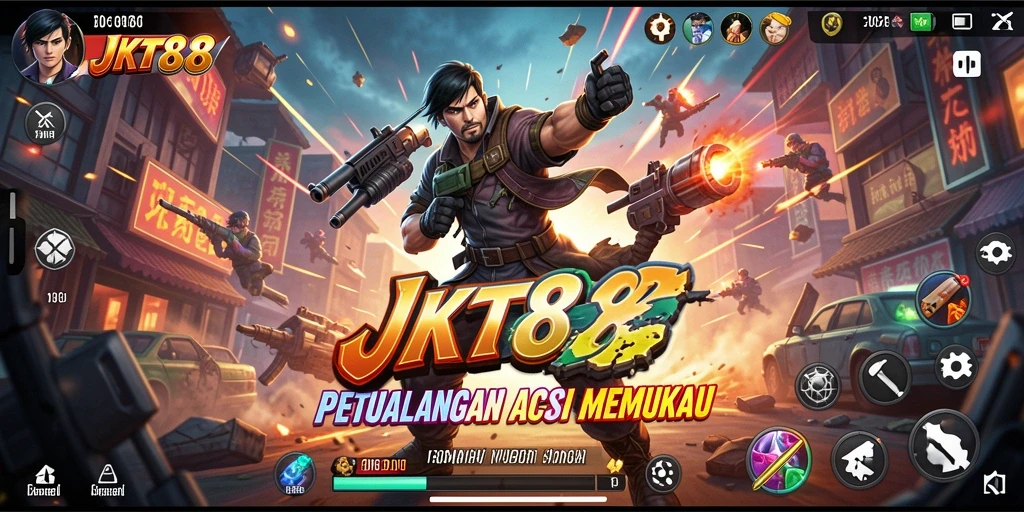 Menampilkan aksi seru di JKT88 saat melawan musuh.