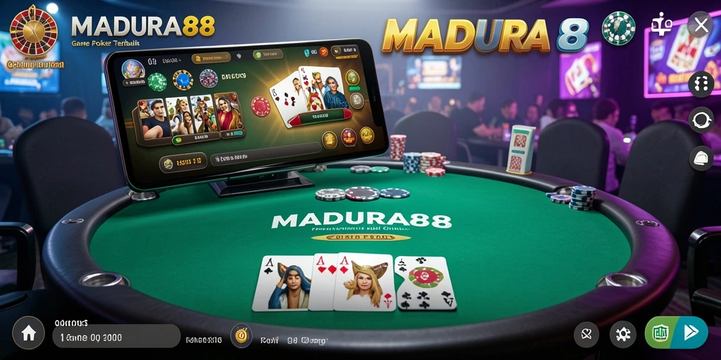 Screenshot gameplay MADURA88 yang menunjukkan aksi poker yang seru.