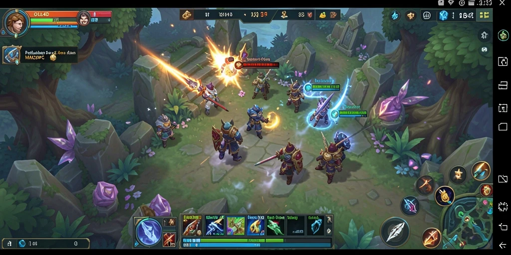 Screenshot gameplay OLLO4D yang menampilkan pertarungan seru di dunia MMORPG.