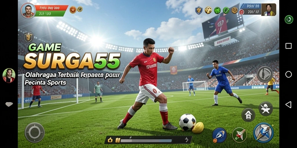 Screenshot utama SURGA55 menampilkan aksi seru dalam permainan olahraga.